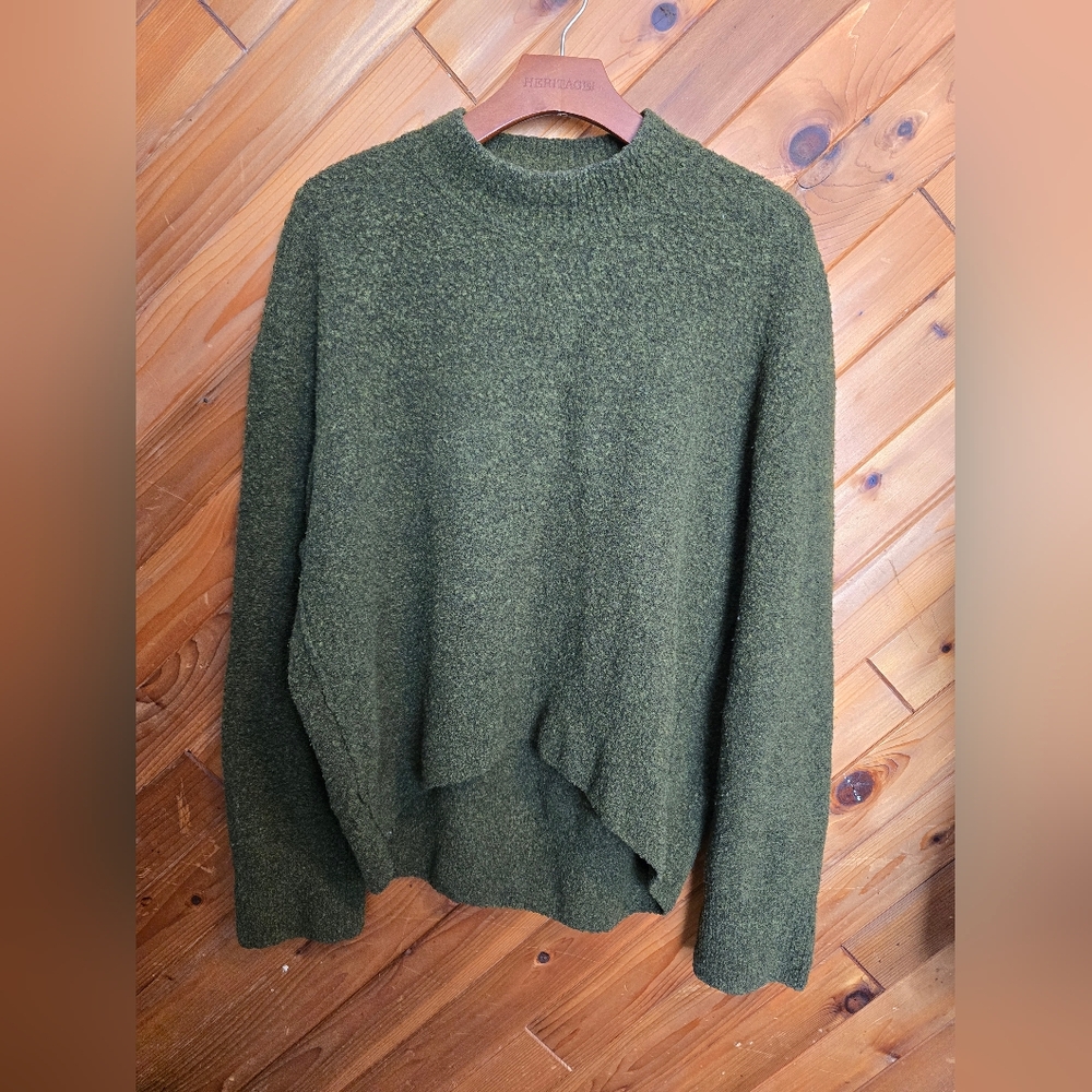 COS Textured Olive Wool Blend Sweater Size Small Oversized
